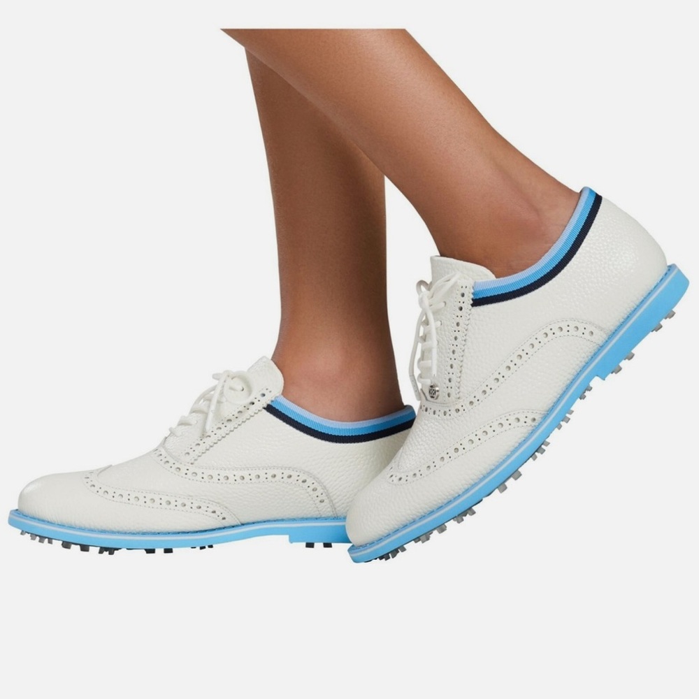 G/Fore Women's Grosgrain Brogue Gallivanter Golf Shoe: Snow/Tulum